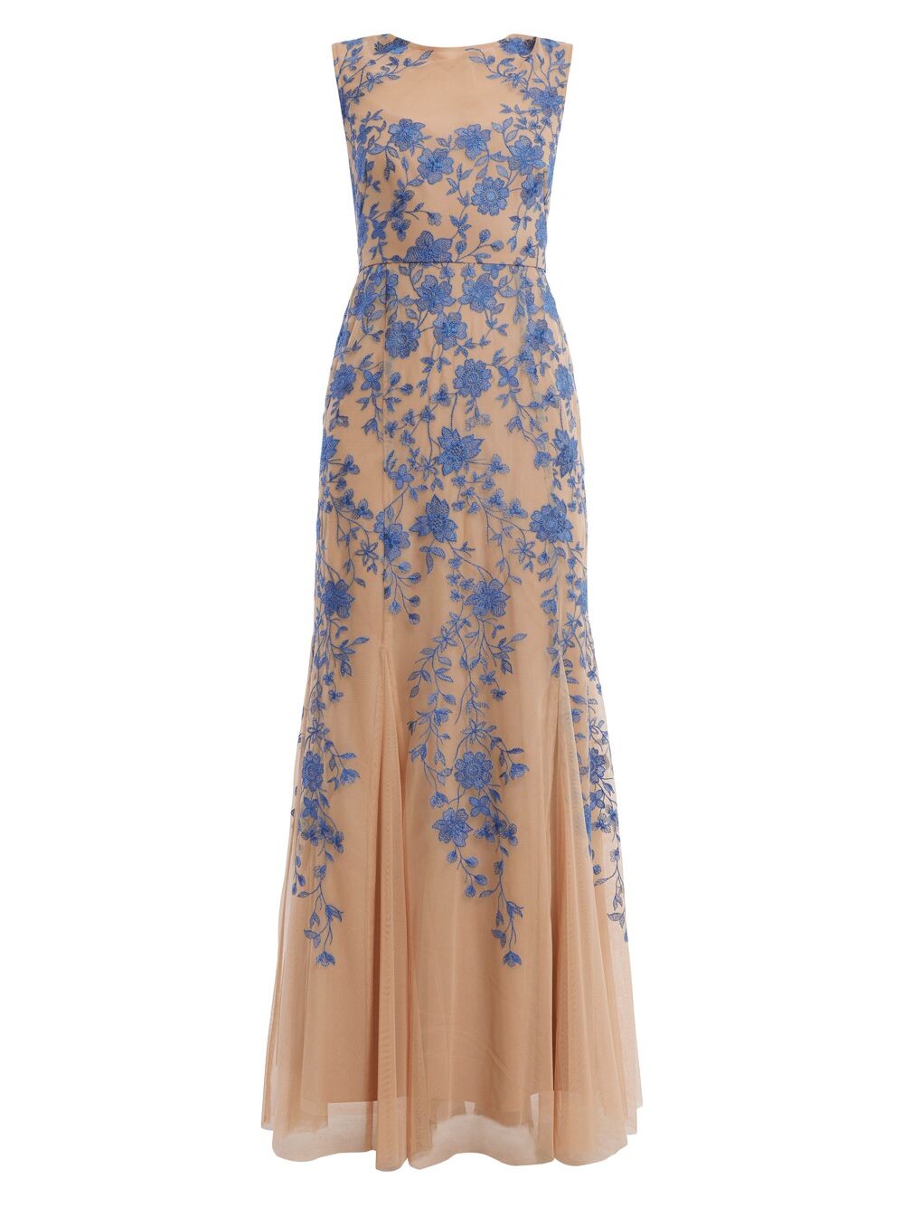 

Платье из тюля с цветочной вышивкой BCBGMAXAZRIA, синий