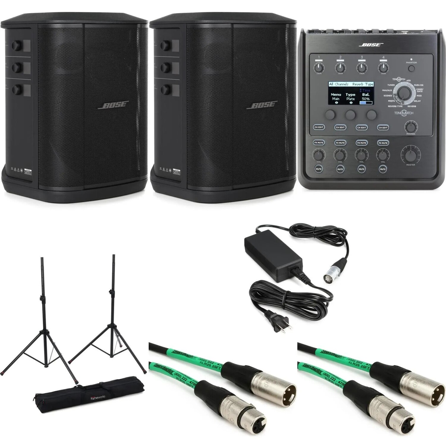 

Комплект многопозиционной акустической системы Bose S1 Pro+ и 4-канальной микшерной стойки T4S