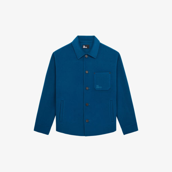 

Куртка из смесовой шерсти с вышитым логотипом The Kooples, синий