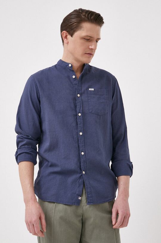 

Льняная рубашка Levenshulme Pepe Jeans, темно-синий