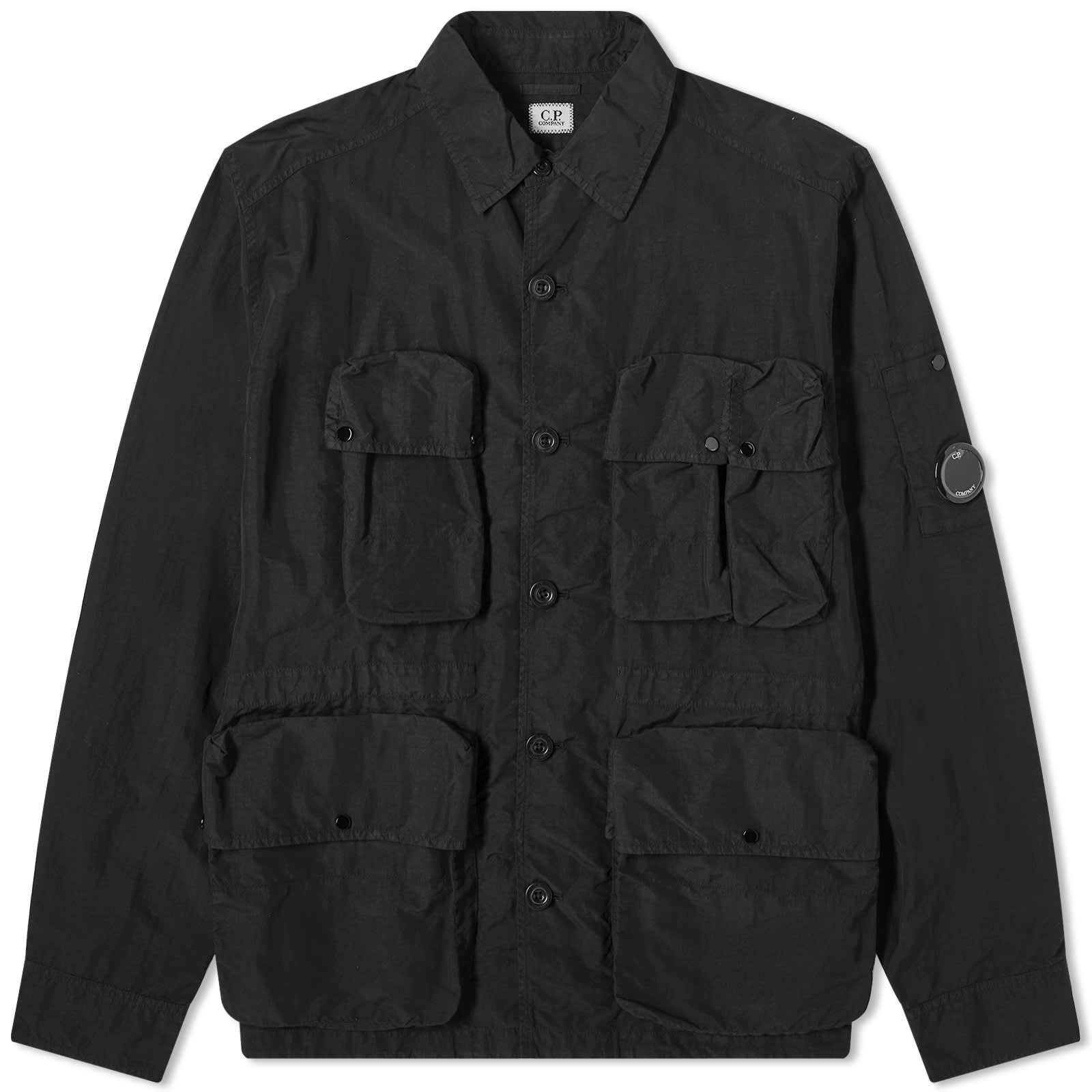 Рубашка C.P. Company Flatt Nylon Utility Overshirt, черный рубашка valentino v logo nylon overshirt черный