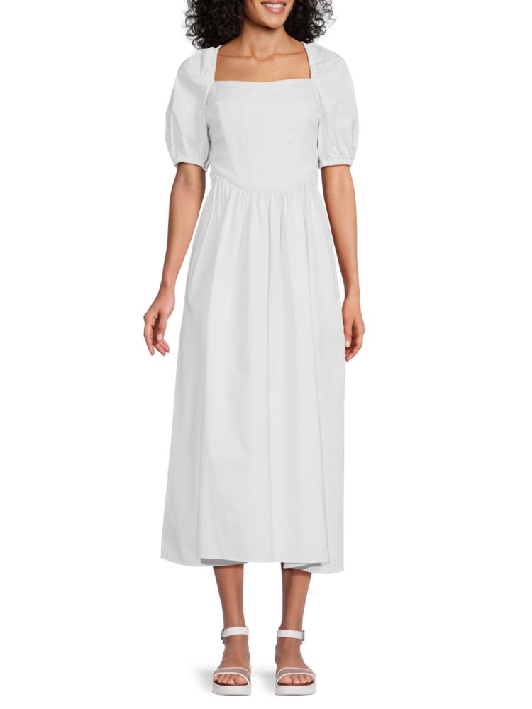 цена Платье миди из хлопка с корсетом Rosetta Getty, белый
