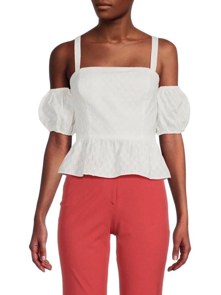 

Топ с баской и открытыми плечами Bcbgmaxazria, белый