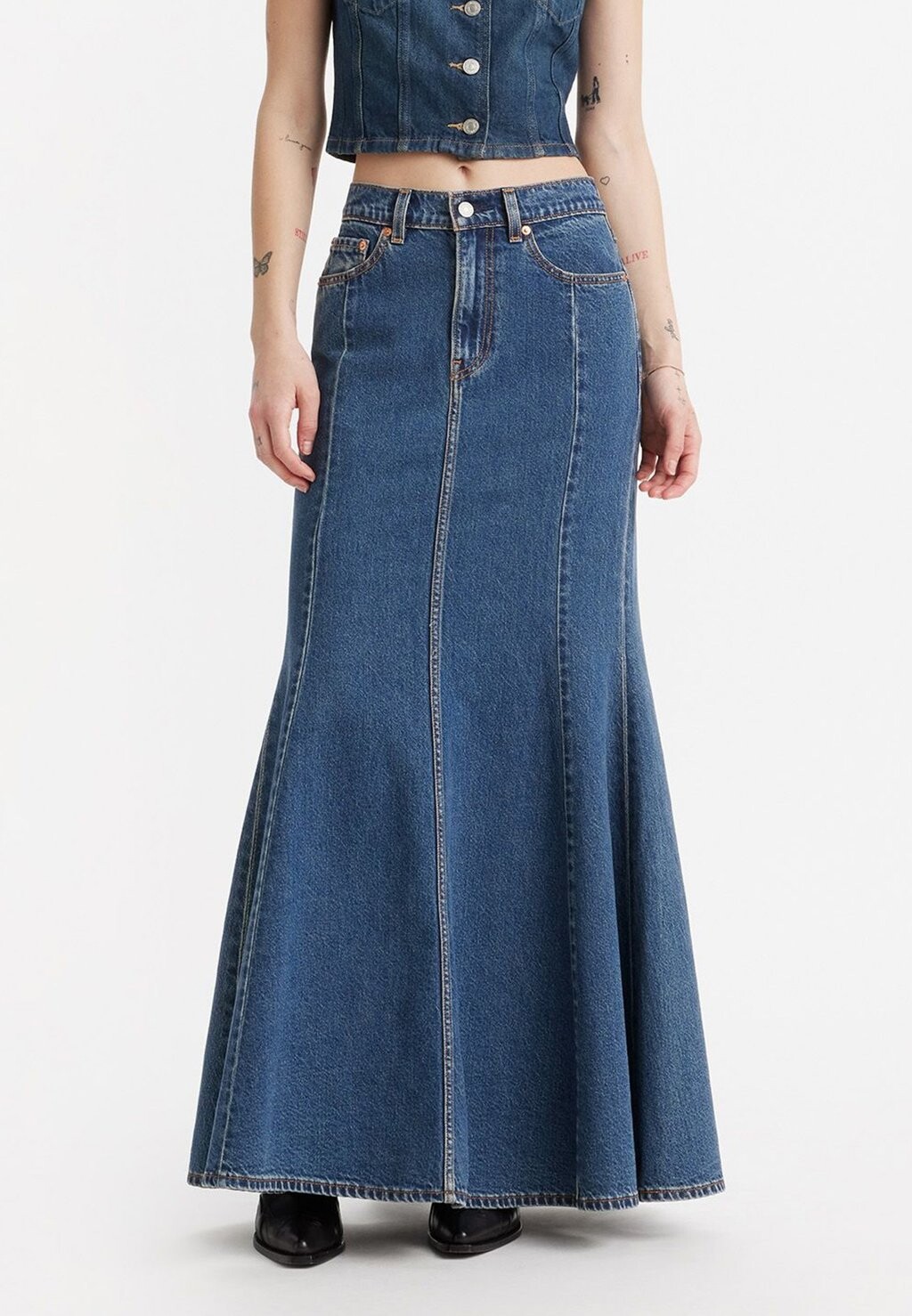 

Юбка макси MERMAID SKIRT Levi's, темно-синий деним