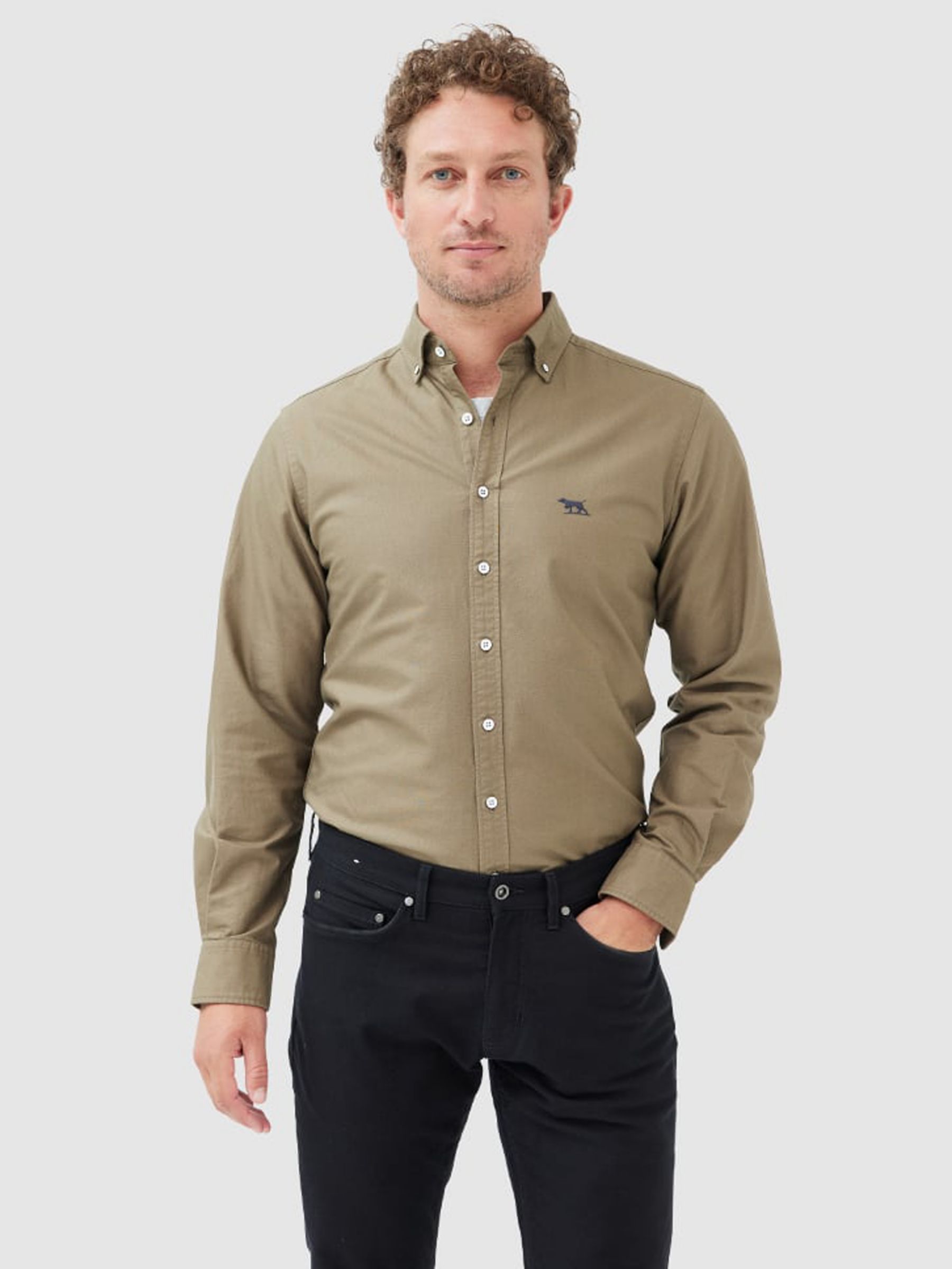 Оксфордская рубашка узкого кроя GUNN с длинными рукавами Rodd & Gunn, оливковое