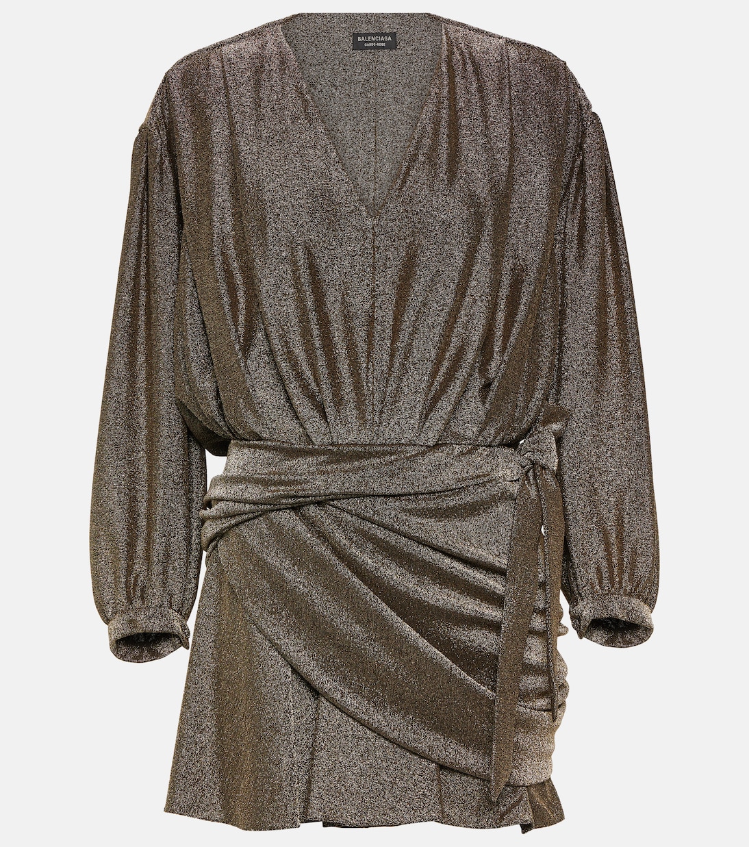 Мини-платье со сборками и эффектом металлик. Balenciaga, черный