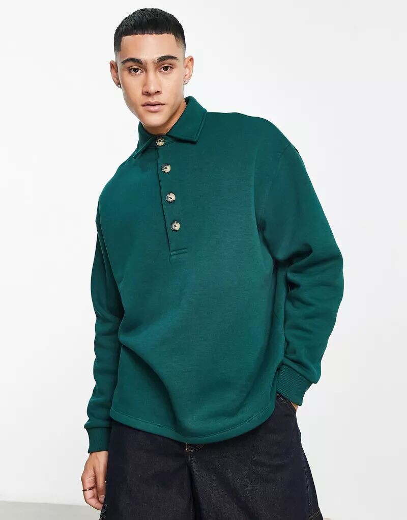 

Зеленая толстовка-поло оверсайз ASOS