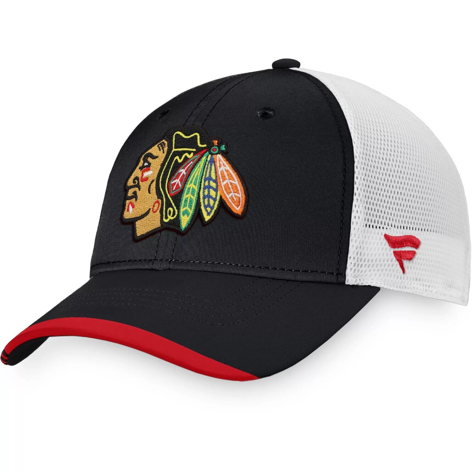 

Мужская фирменная черно-белая кепка Fanatics Chicago Blackhawks Authentic Pro Team раздевалка Trucker Snapback Hat
