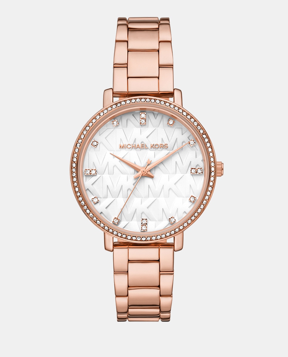Pyper MK4594 Женские часы из розового сплава Michael Kors, розовый poche серебристый браслет с карабином розового цвета и звеньями с эмалью