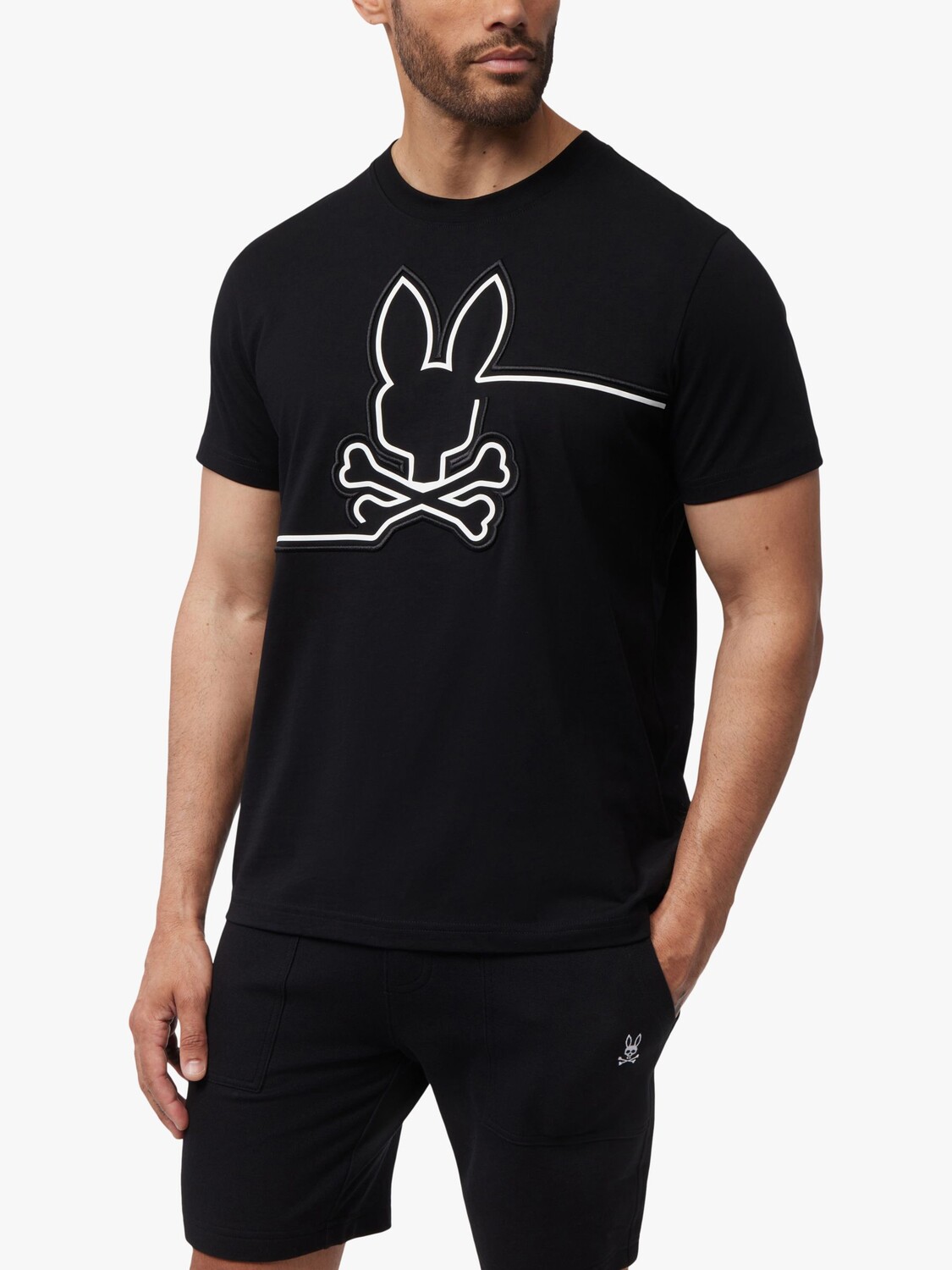 

Футболка с вышитым рисунком Chester Psycho Bunny, черно-белый