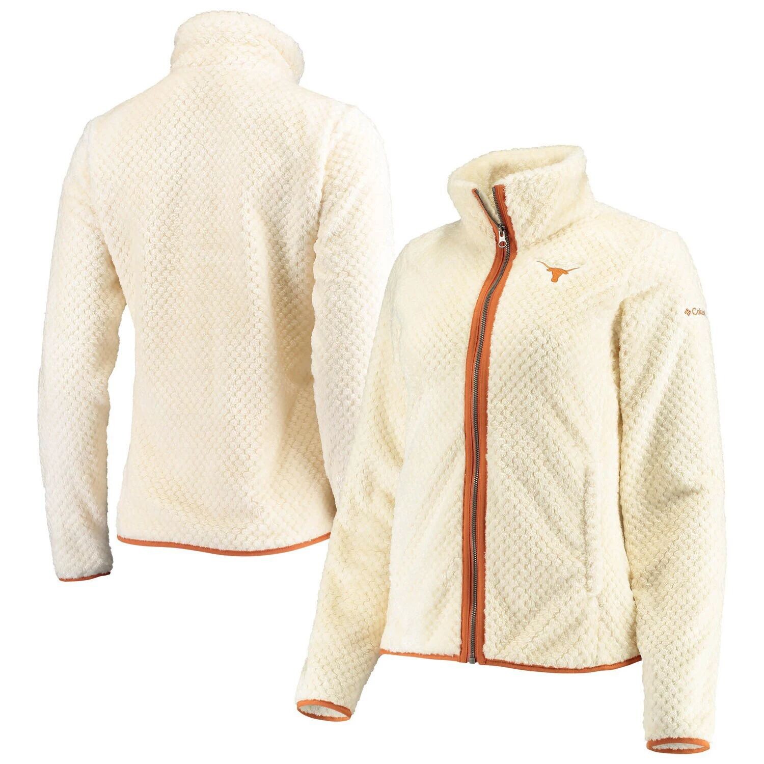 

Женская кремовая куртка Columbia Texas Longhorns Fireside II Sherpa с молнией во всю длину, Бежевый