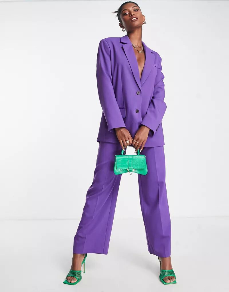 Фиолетовые костюмные брюки свободного кроя ASOS костюмные брюки свободного кроя h