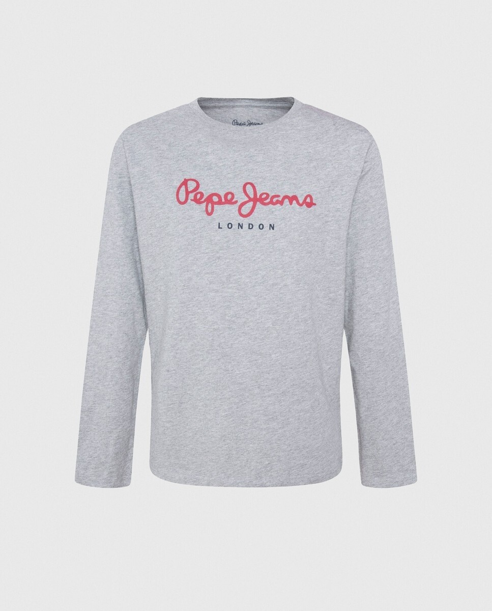 

Футболка для мальчика с длинными рукавами и принтом логотипа Pepe Jeans, серый