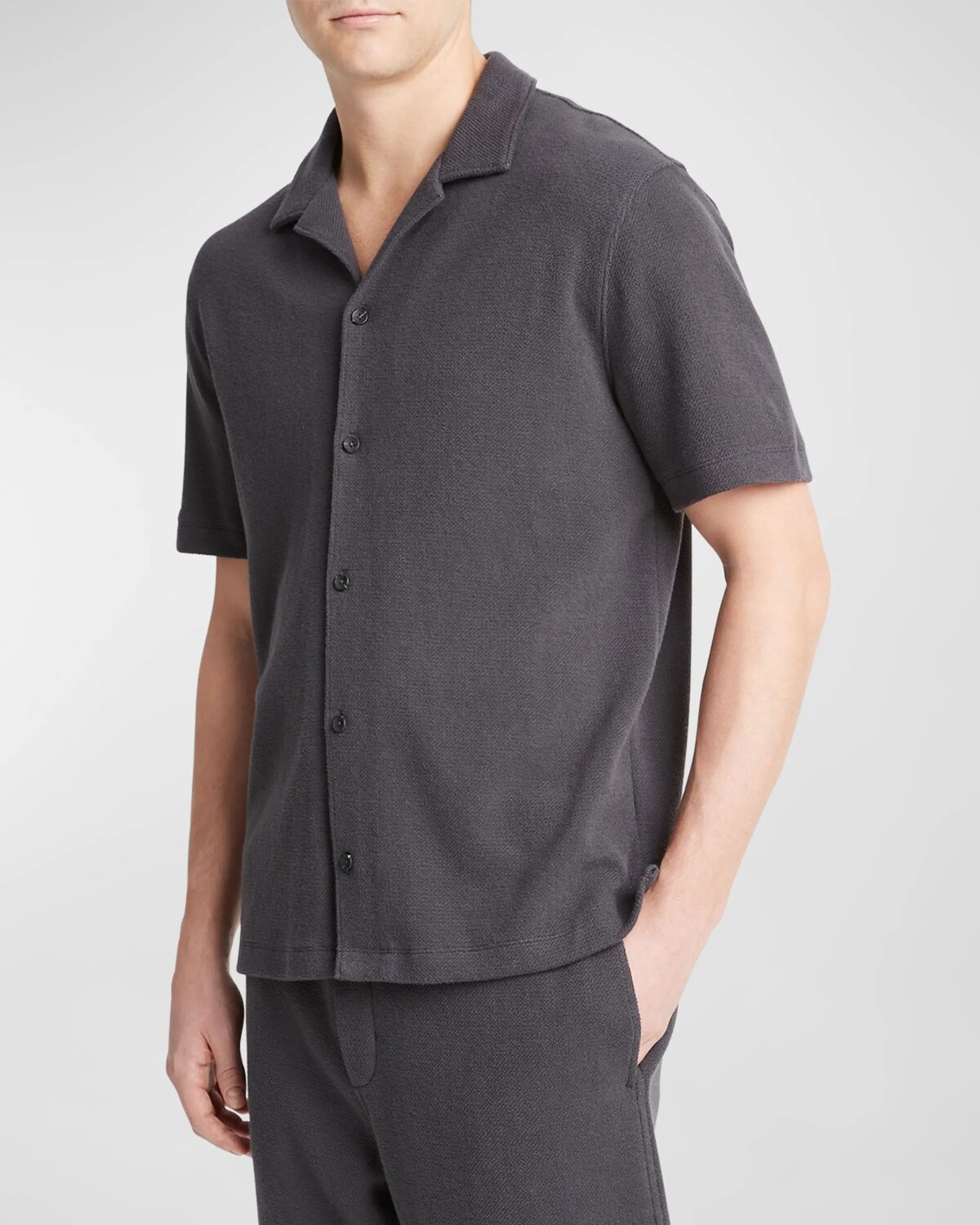 

Мужская рубашка из эластичного букле Camp Vince, цвет Soft Black