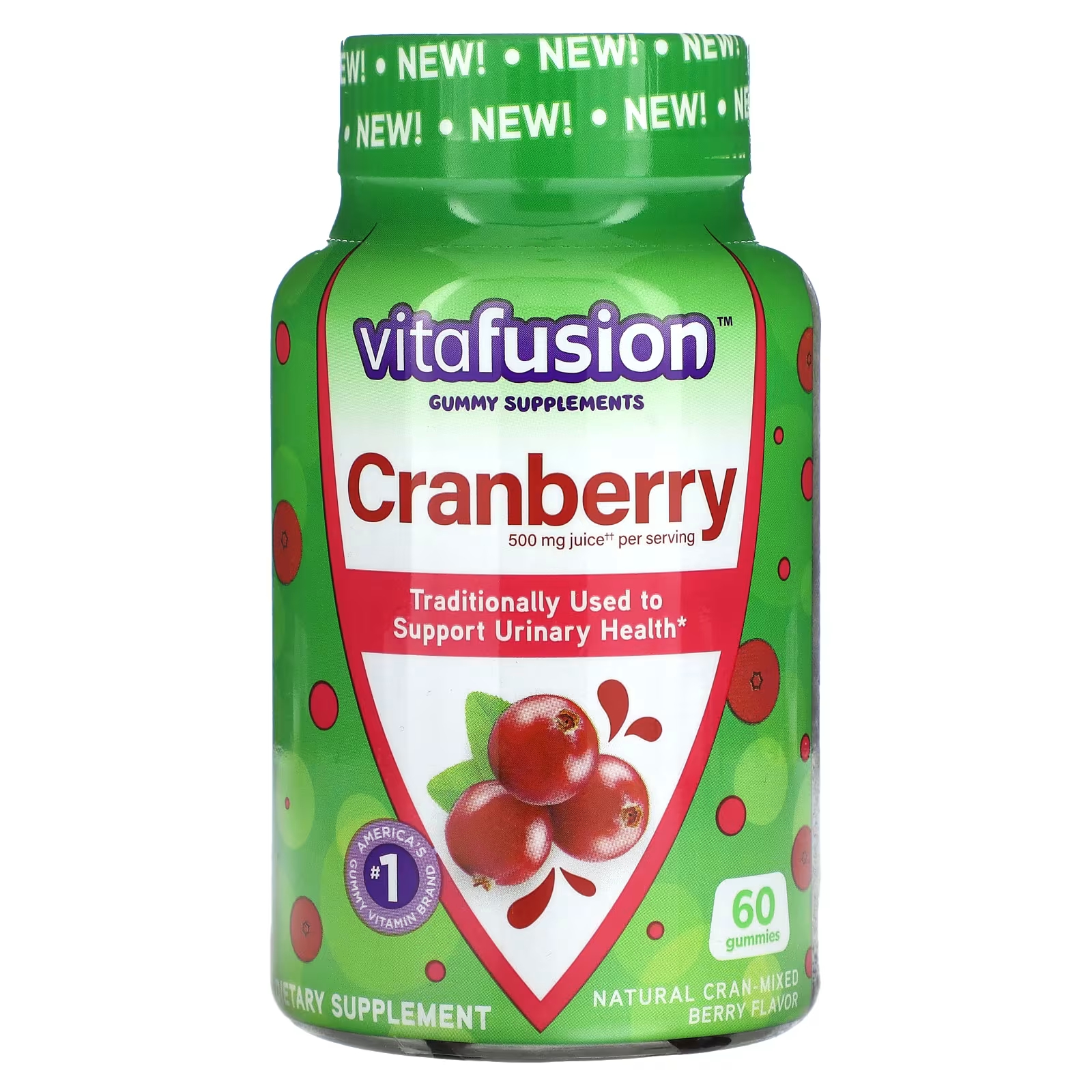 Клюквенно-ягодная смесь VitaFusion 500 мг, 60 жевательных таблеток olly бузина усиленная сила действия гроздь ягод 225 мг 60 жевательных мармеладок