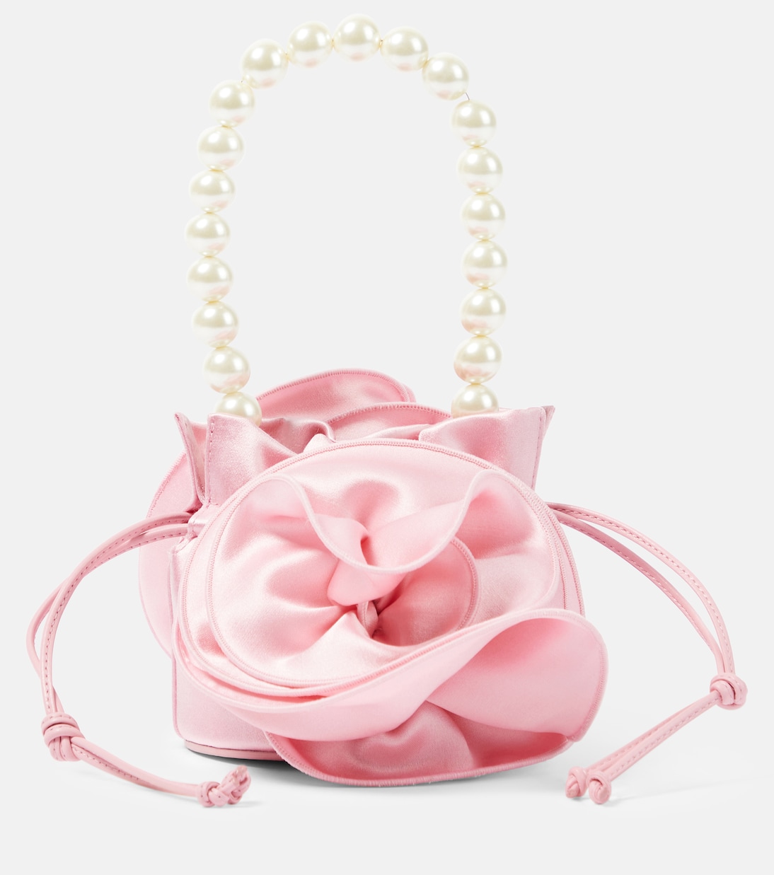 Magda маленькая атласная сумка-ведро с цветочной аппликацией Magda Butrym, розовый