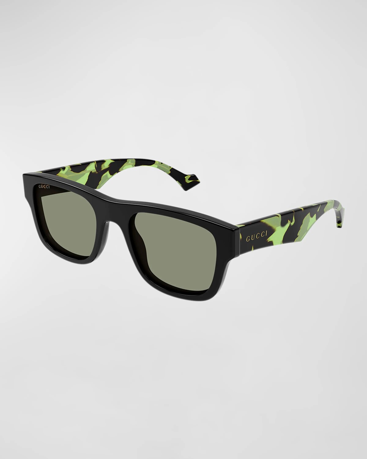 

Мужские прямоугольные солнцезащитные очки из ацетата Gucci, цвет 005 Black Green