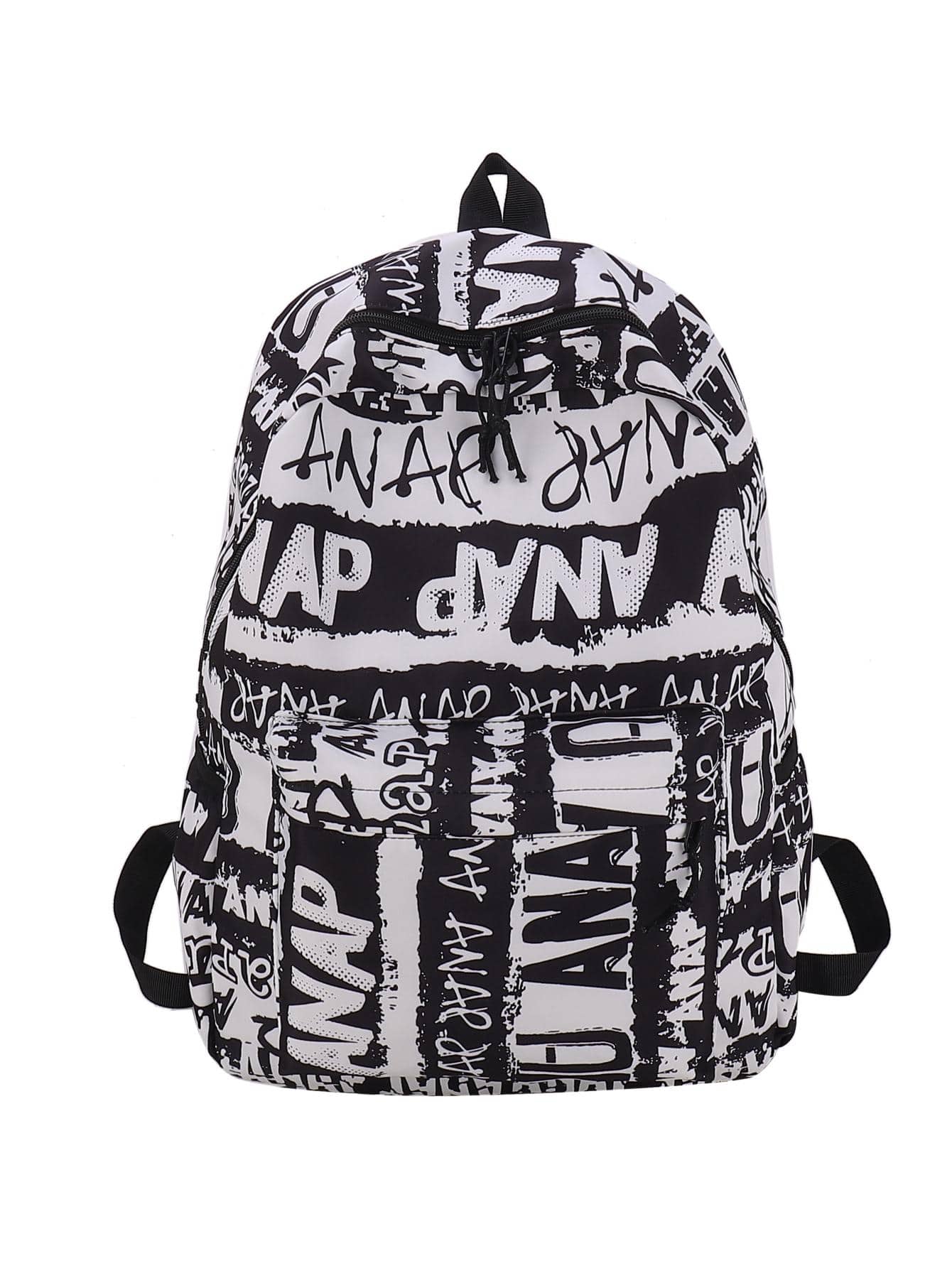 Повседневный студенческий рюкзак, черное и белое противоугонный студенческий дорожный рюкзак с несколькими карманамишкольный рюкзак многоцветный