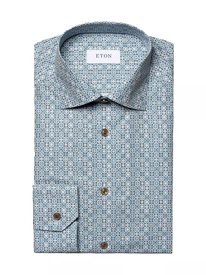цена Рубашка современного кроя с геометрическим рисунком Eton, синий