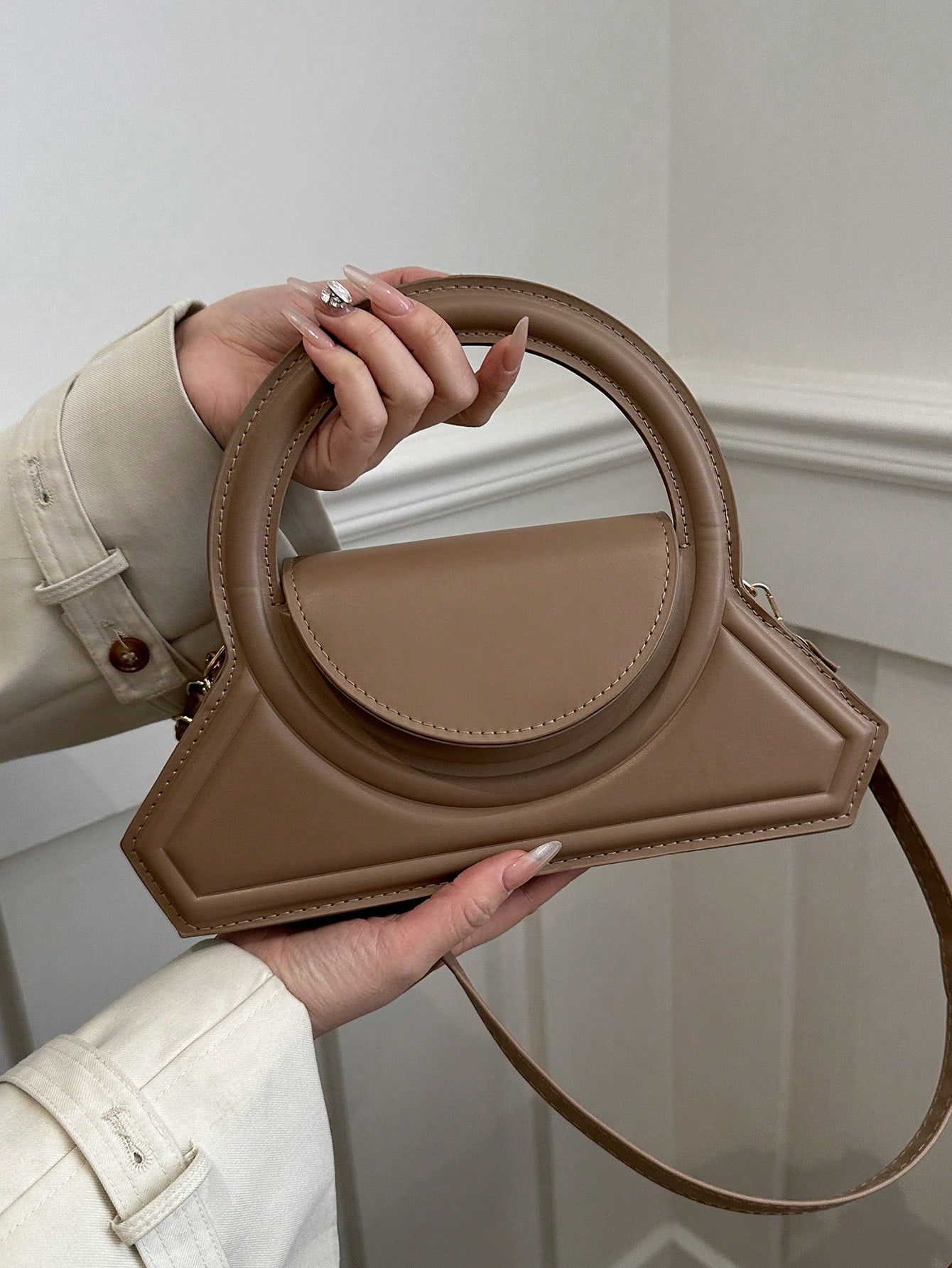 1 модная круглая сумка ручной формы, хаки
