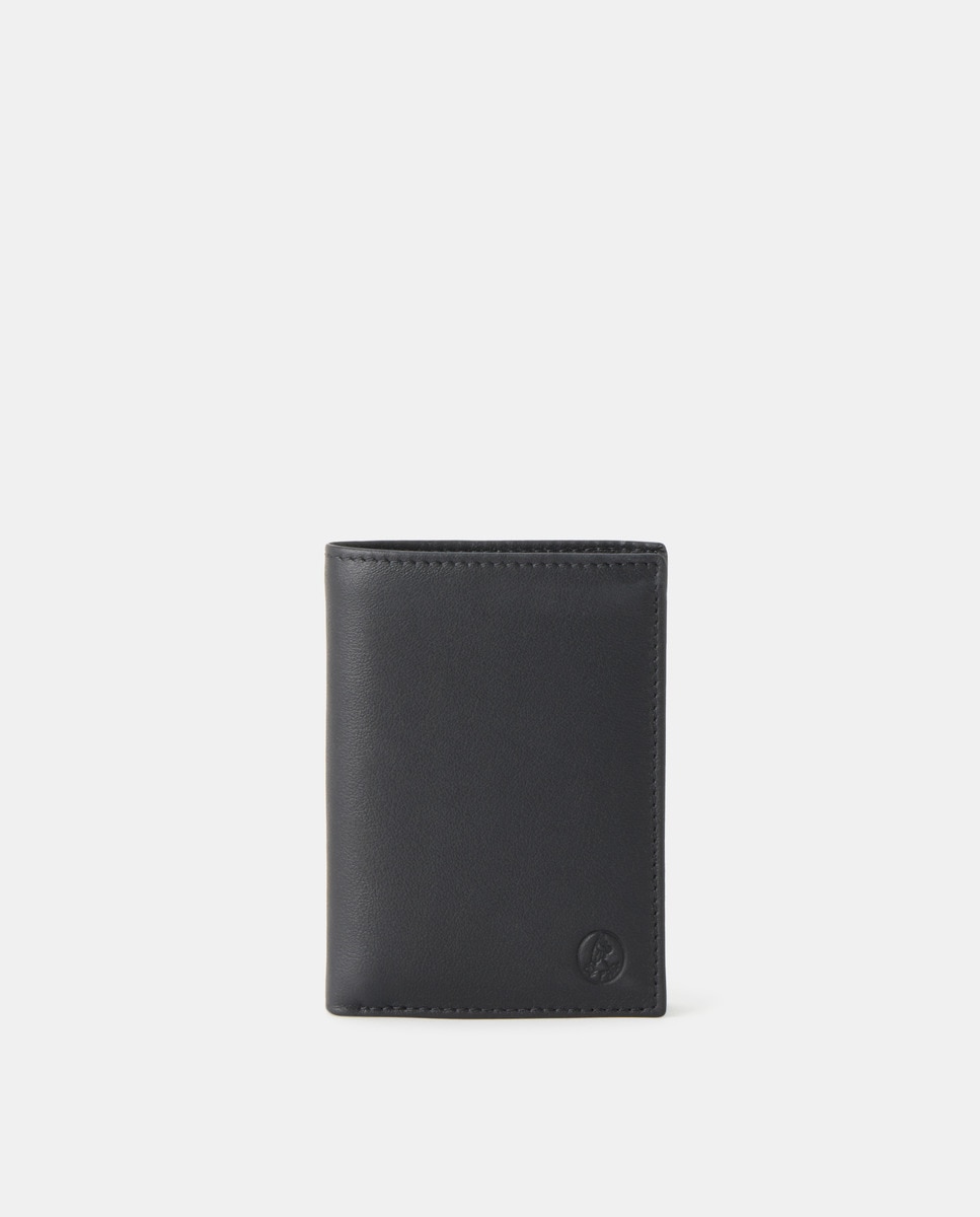 Мужской вертикальный кошелек El Potro черный кожаный El Potro, черный черный кожаный кошелек с внешним портмоне el potro черный