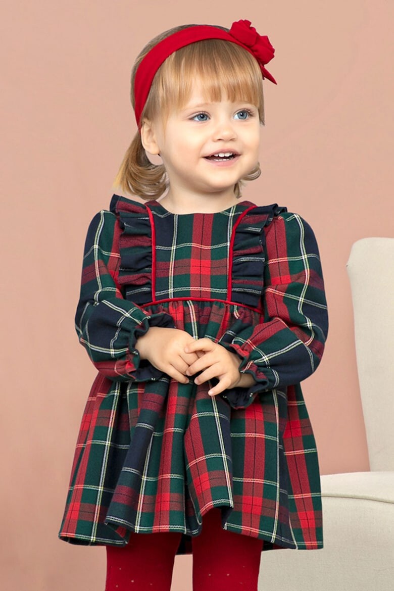 

Короткое платье Baby-Doll в клетку тартан Abel & Lula, бургундия
