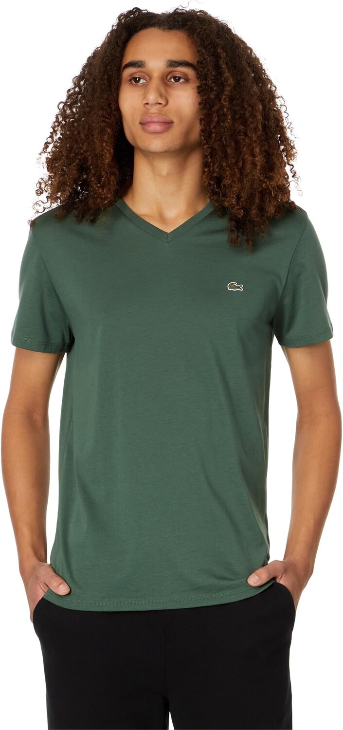 

Футболка из джерси Пима с короткими рукавами и v-образным вырезом Lacoste, цвет Sequoia