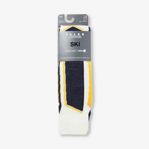 Трикотажные носки до колена с абстрактным узором SK2 из смесовой шерсти Falke Ergonomic Sport System, белый