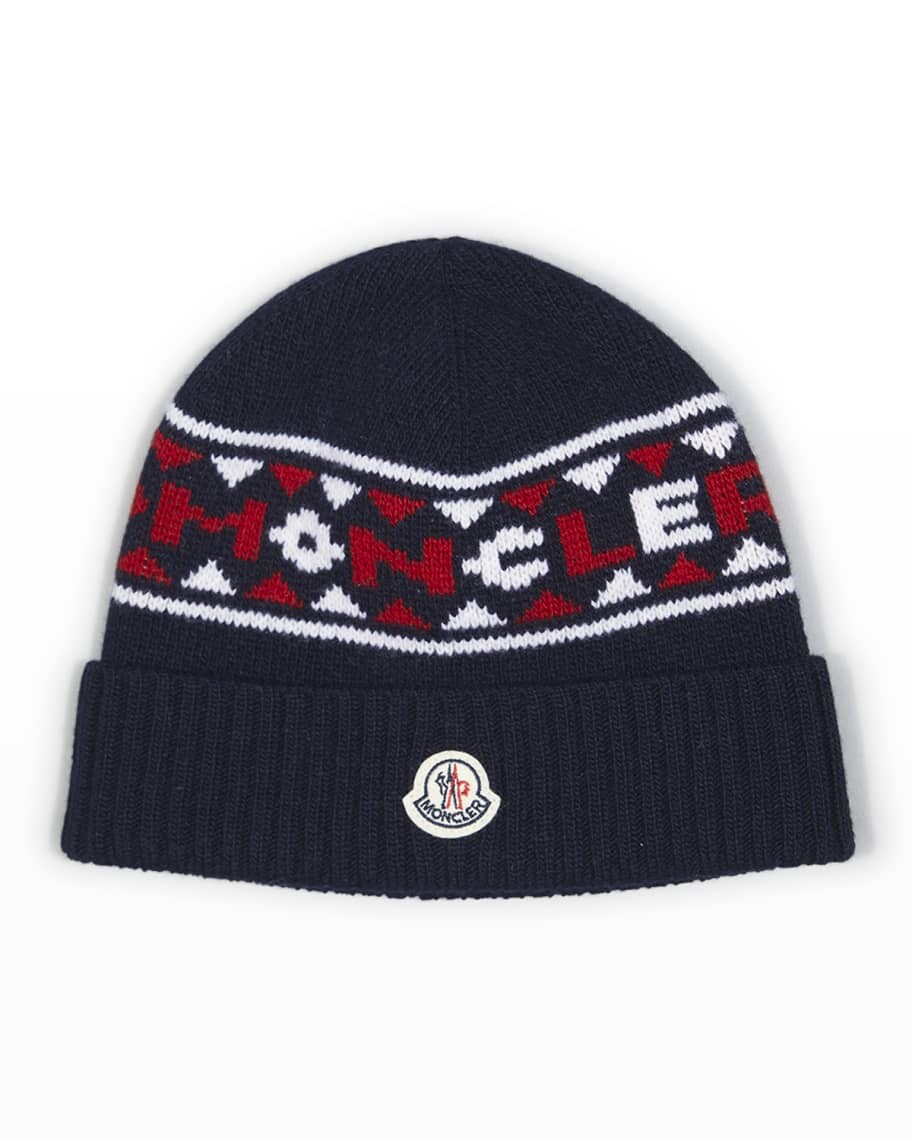 

Детская вязаная шапка с логотипом Moncler