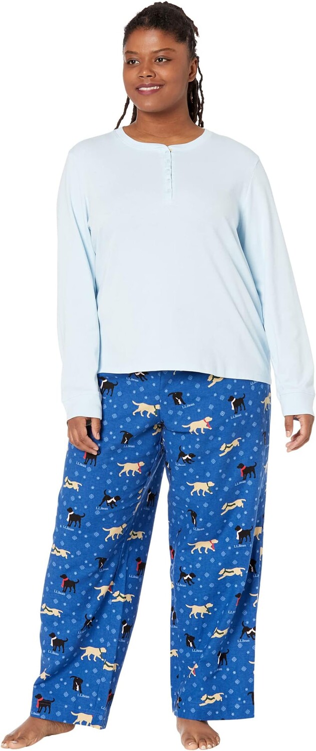 

Уютный пижамный комплект больших размеров с принтом L.L.Bean, цвет Bright Blue Dog