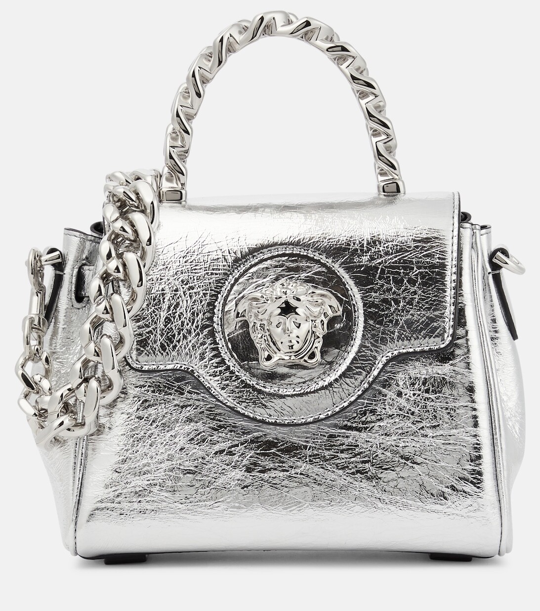 

Маленькая кожаная сумка через плечо La Medusa Versace, серебряный