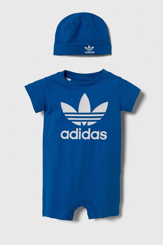 

Хлопковые рамперы для новорожденных adidas Originals, синий