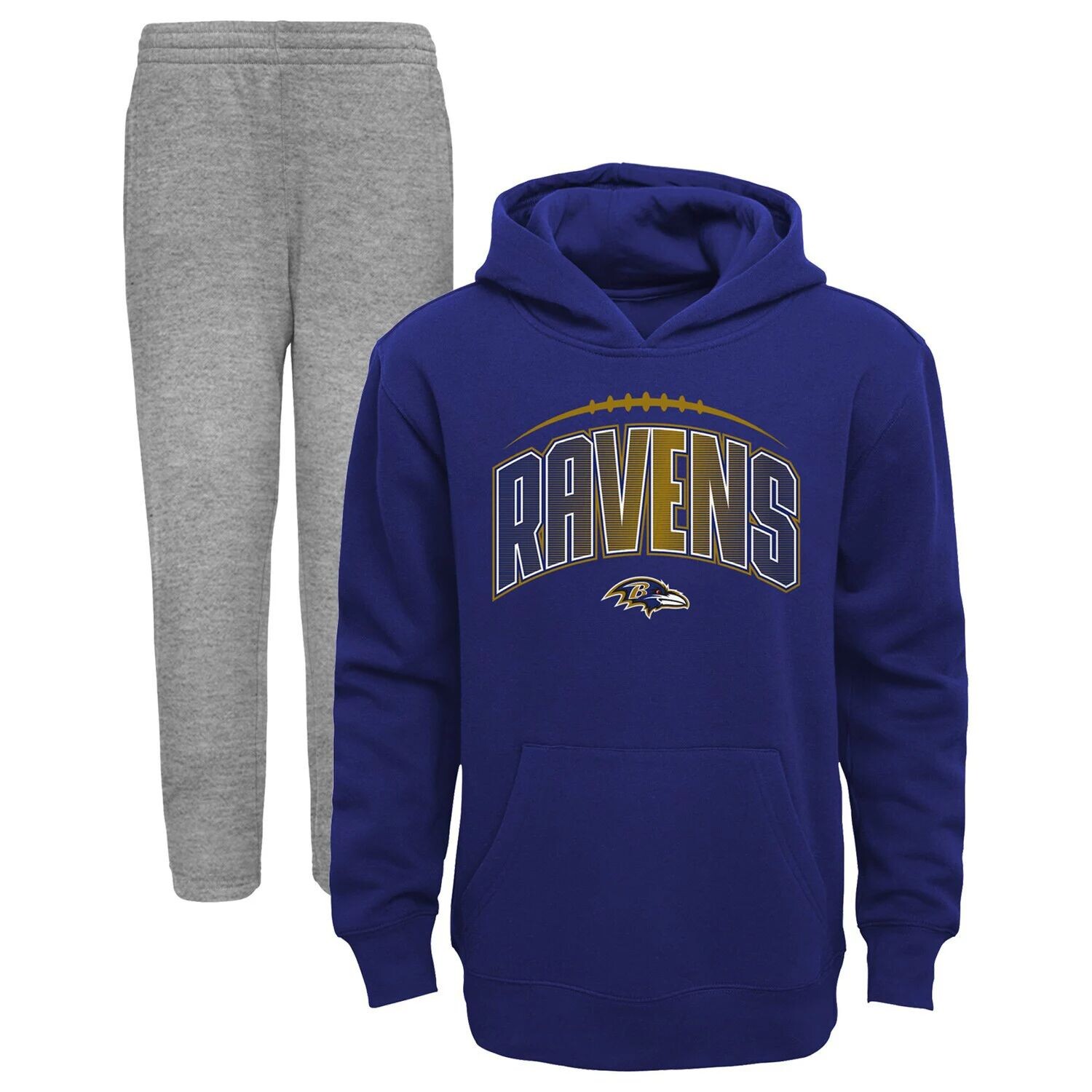 

Комплект из двойного пуловера с капюшоном и брюк Baltimore Ravens фиолетового/серого цвета для малышей Outerstuff