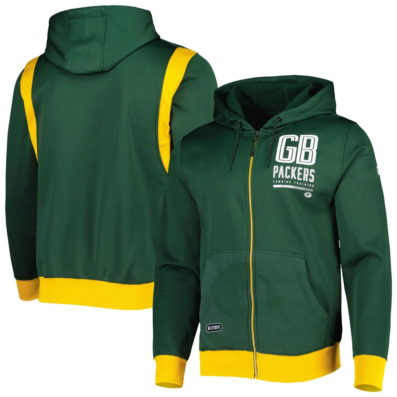 

Мужская толстовка с капюшоном Green Bay Packers с застежкой-молнией во всю спину зеленого цвета New Era, Зеленый
