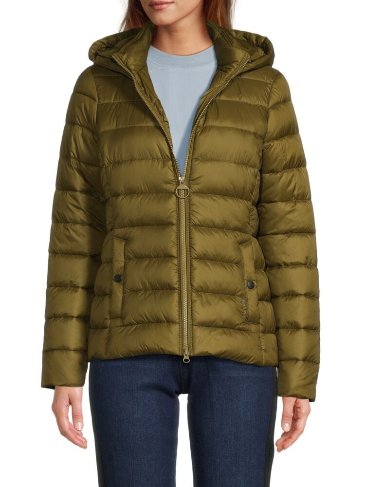 

Стеганая куртка-пуховик Shaw с капюшоном Barbour, цвет Olive Lime