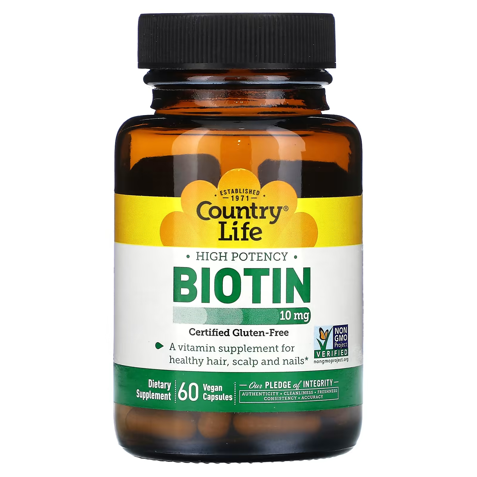 Пищевая добавка Country Life Биотин, 60 капсул country life высокоэффективный биотин 5 мг 60 вегетарианских капсул