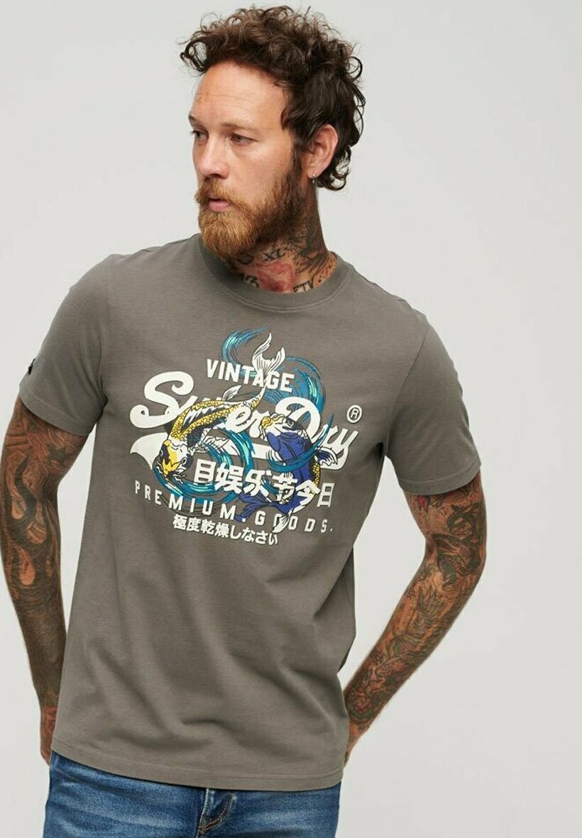 

Футболка с принтом JAPANESE VINTAGE LOGO GRAPHIC Superdry, цвет dark grey