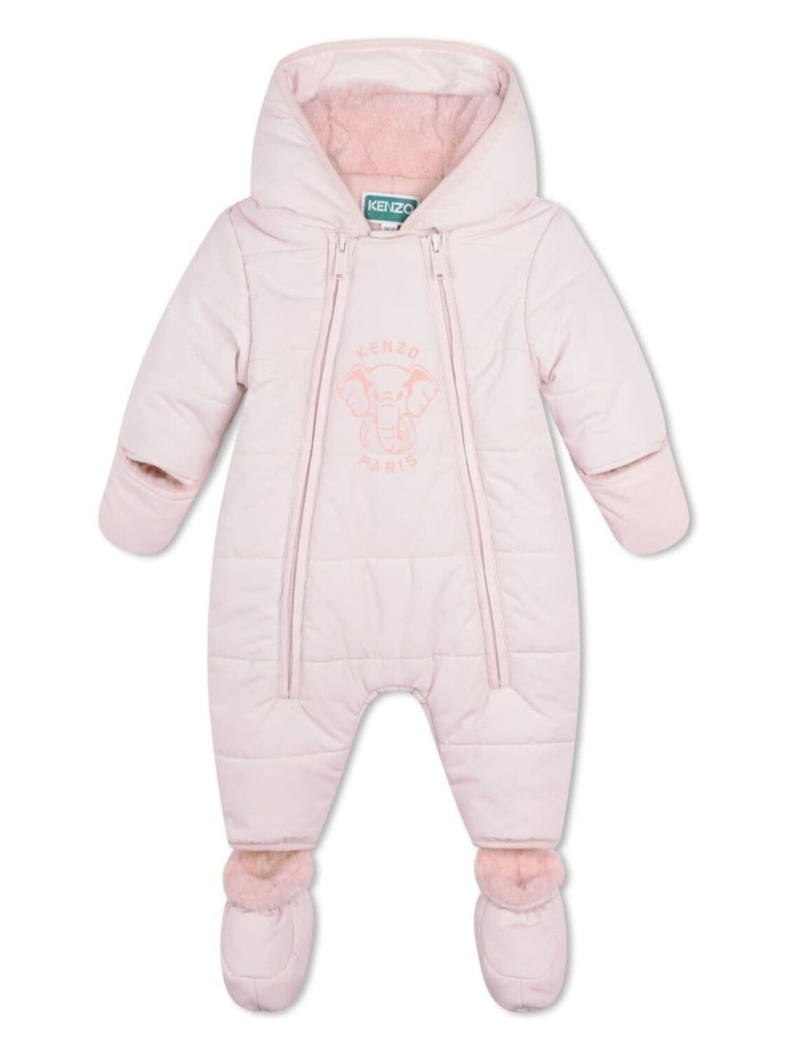 

Kenzo Kids дутый комбинезон с капюшоном и принтом, розовый