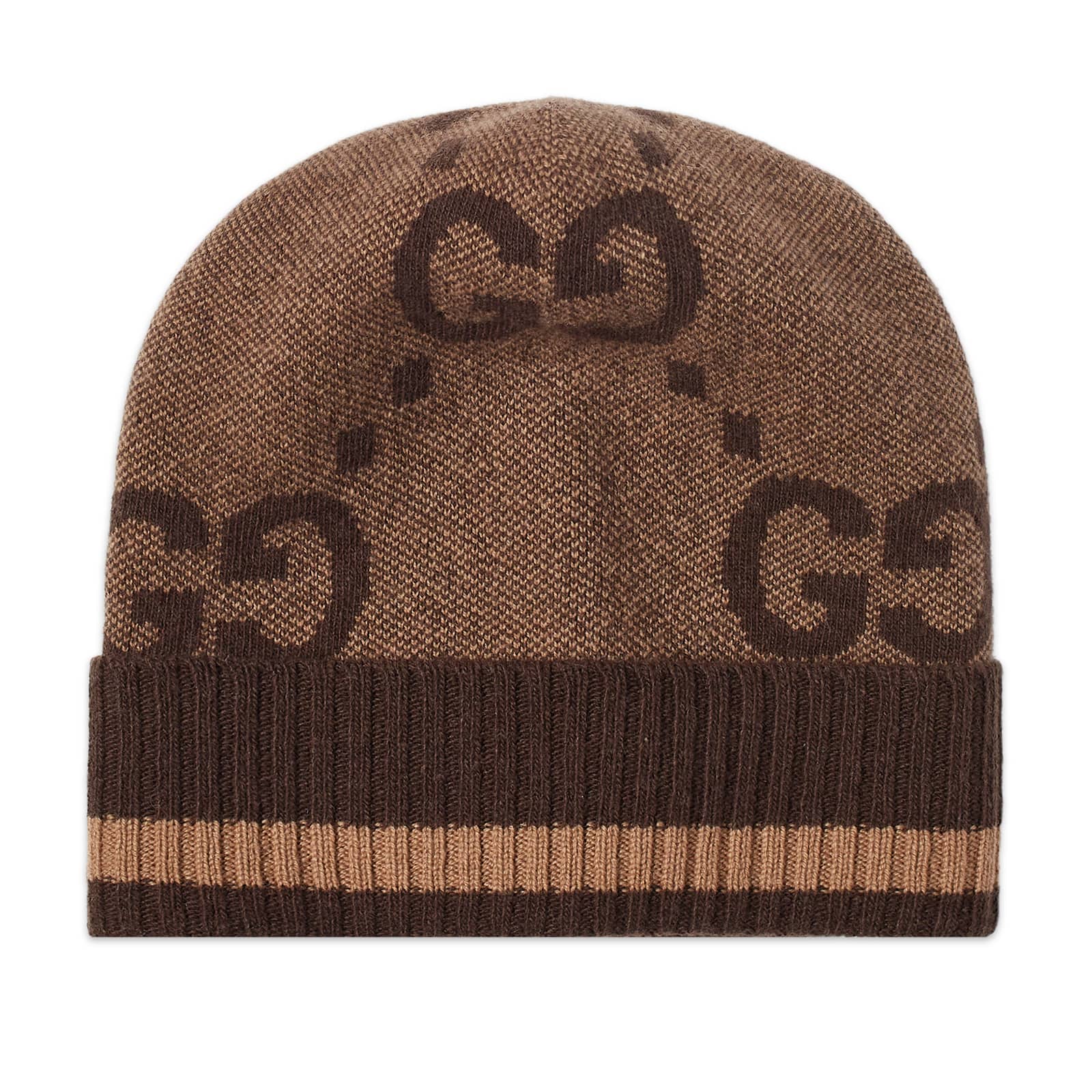 Шапка бини Gucci Gg Cashmere, бежевый и темно-коричневый шапка кашемировая h