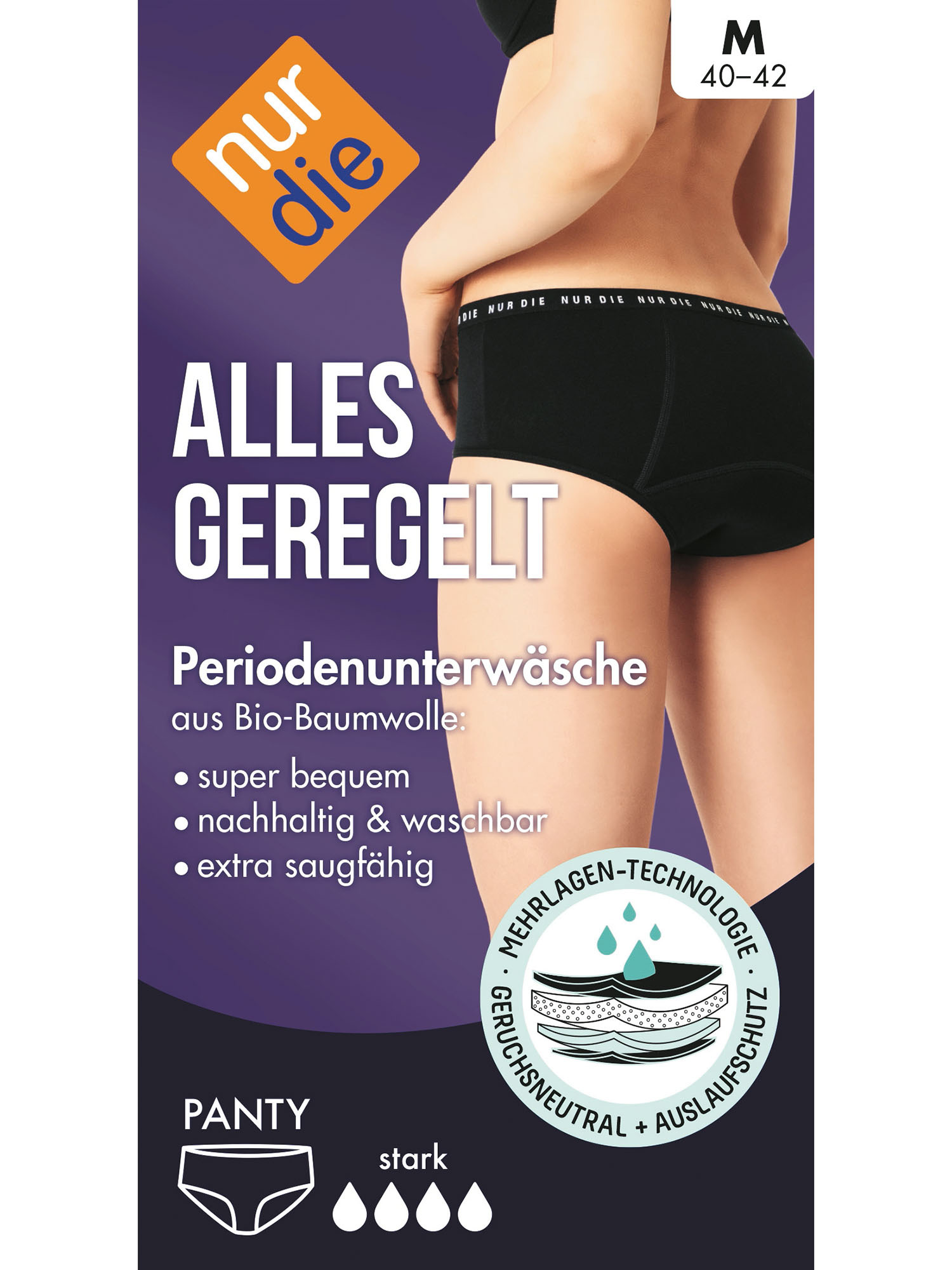 Трусы Nur Die Periodenunterwäsche Alles Geregelt Panty stark 1er Pack, черный