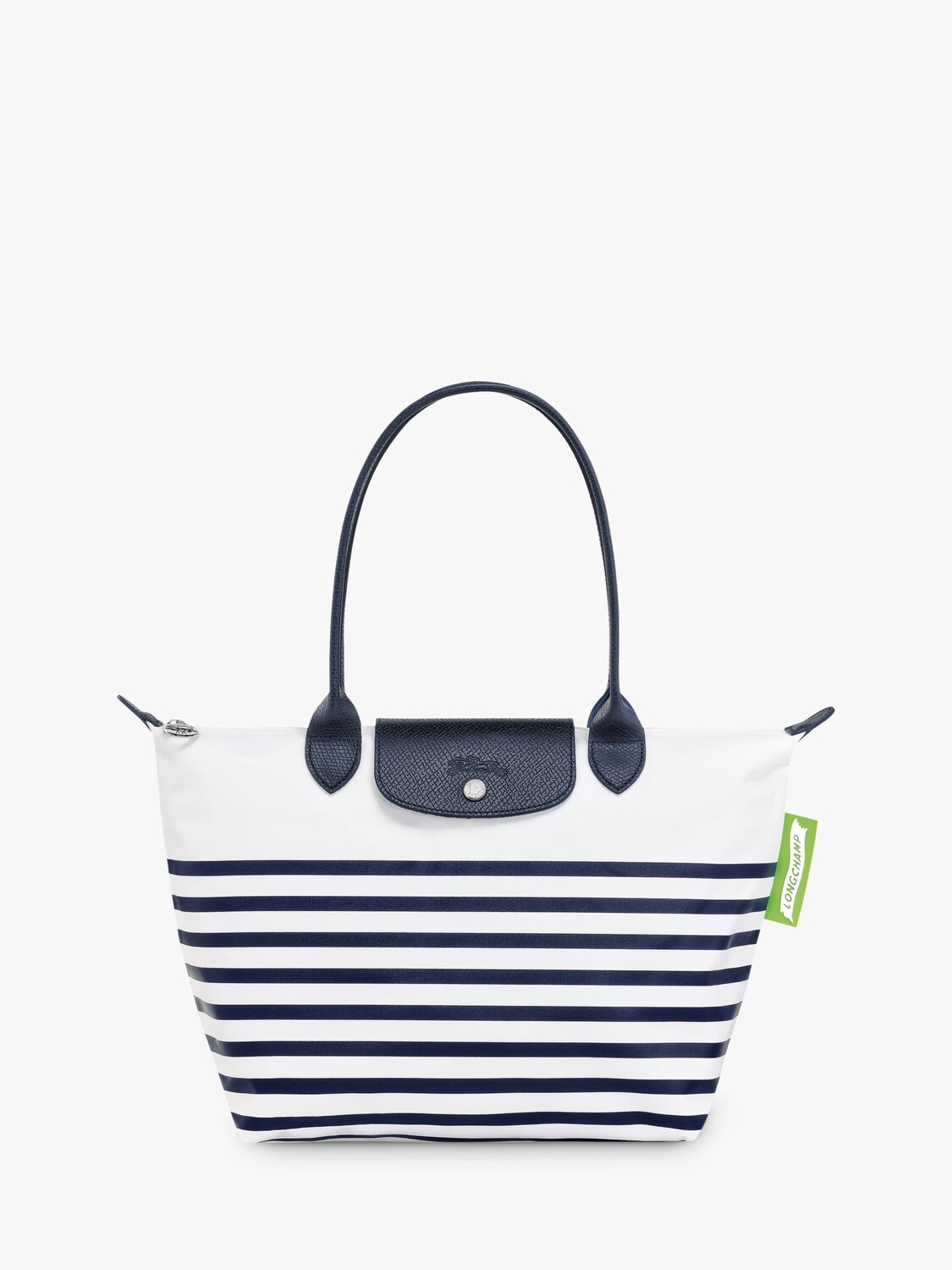 

Полосатая большая сумка Longchamp Le Pliage, темно-синий/белый