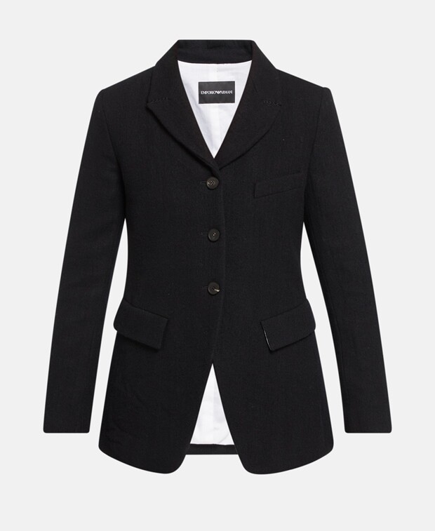 

Шерстяной пиджак Emporio Armani, черный