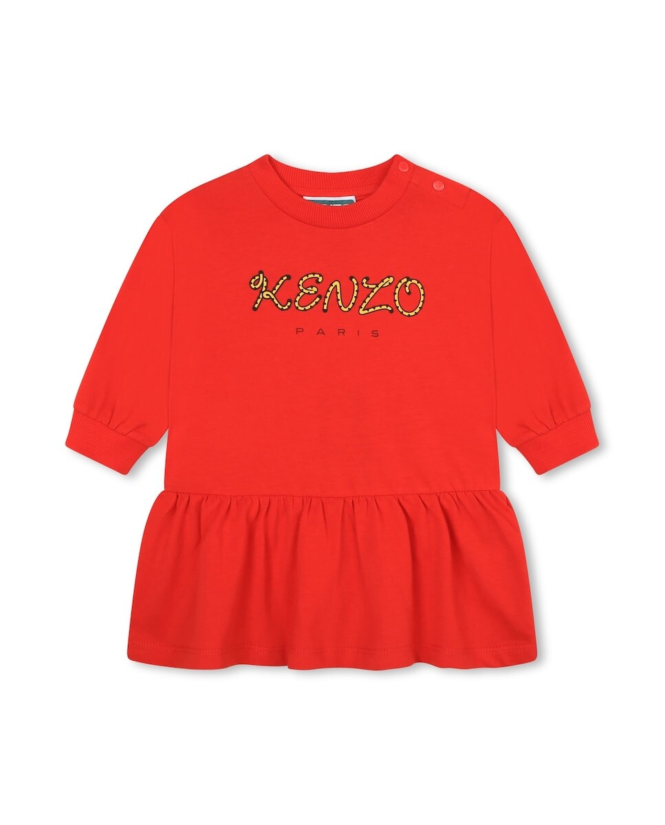 

Хлопковое платье для девочки с логотипом спереди Kenzo, красный
