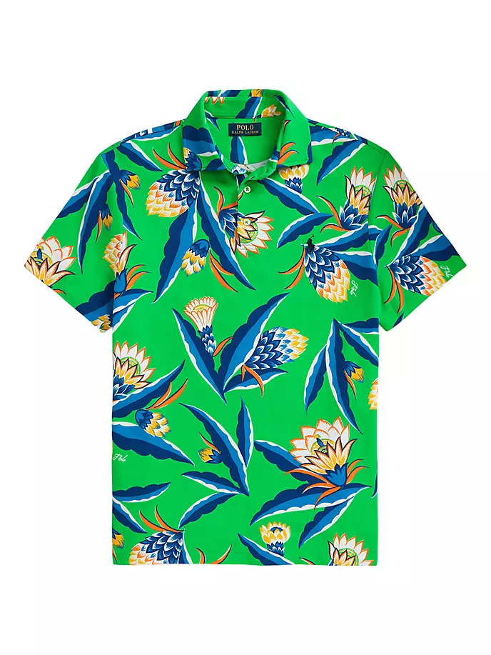 Рубашка поло из френч-терри с цветочным принтом Polo Ralph Lauren, цвет bonheur floral green