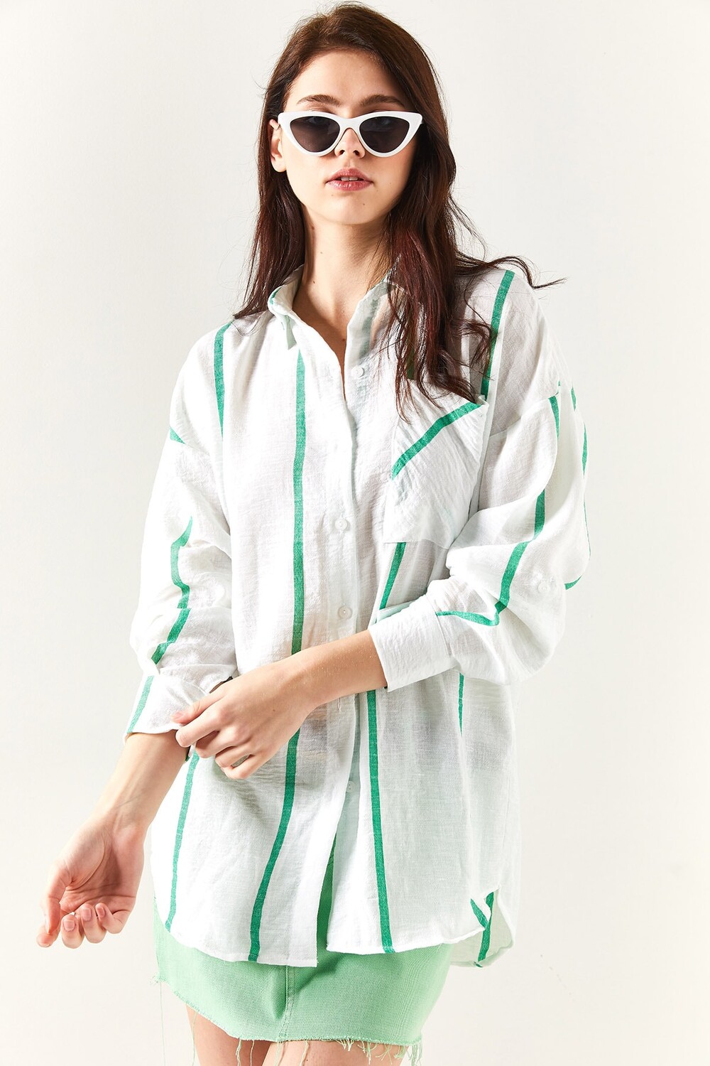 

Рубашка - Белая - Oversize Olalook, белый