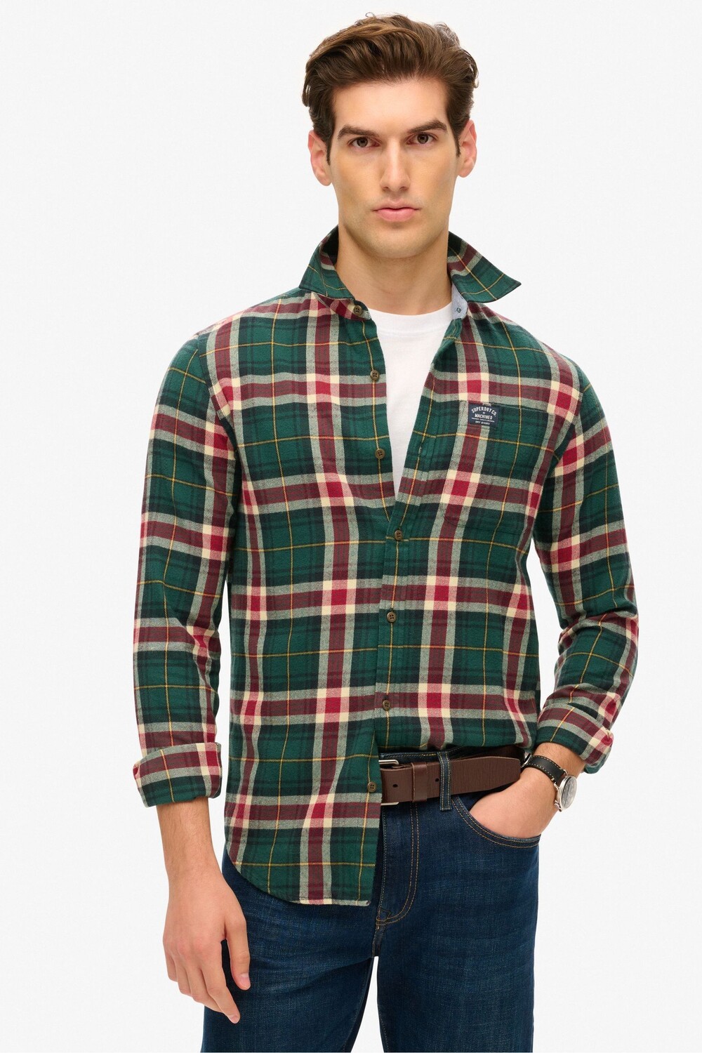 

Рубашка лесоруба из хлопка с длинными рукавами Superdry, зеленый