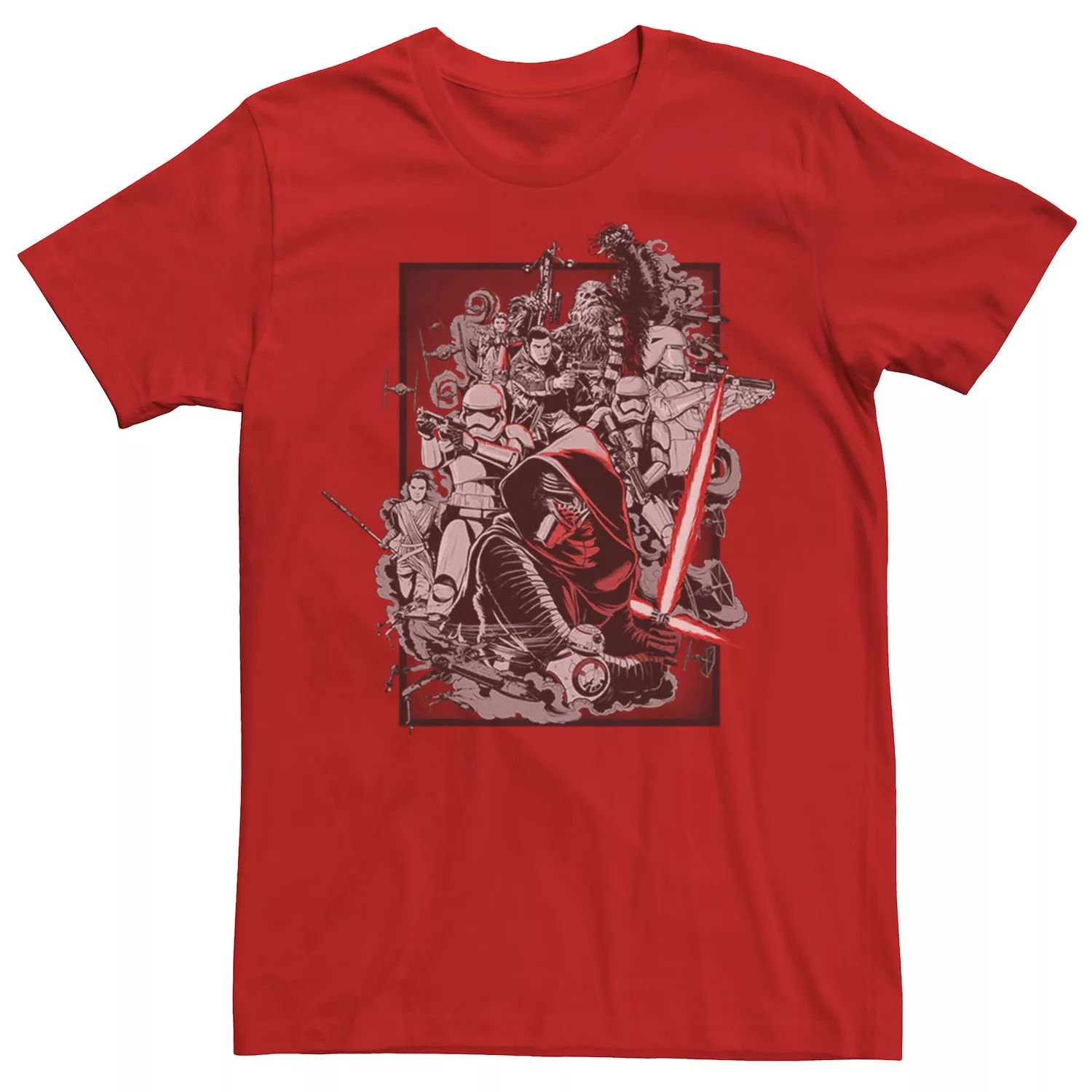 Мужская футболка с коллажем «Звездные войны, пробуждение силы» Star Wars, красный