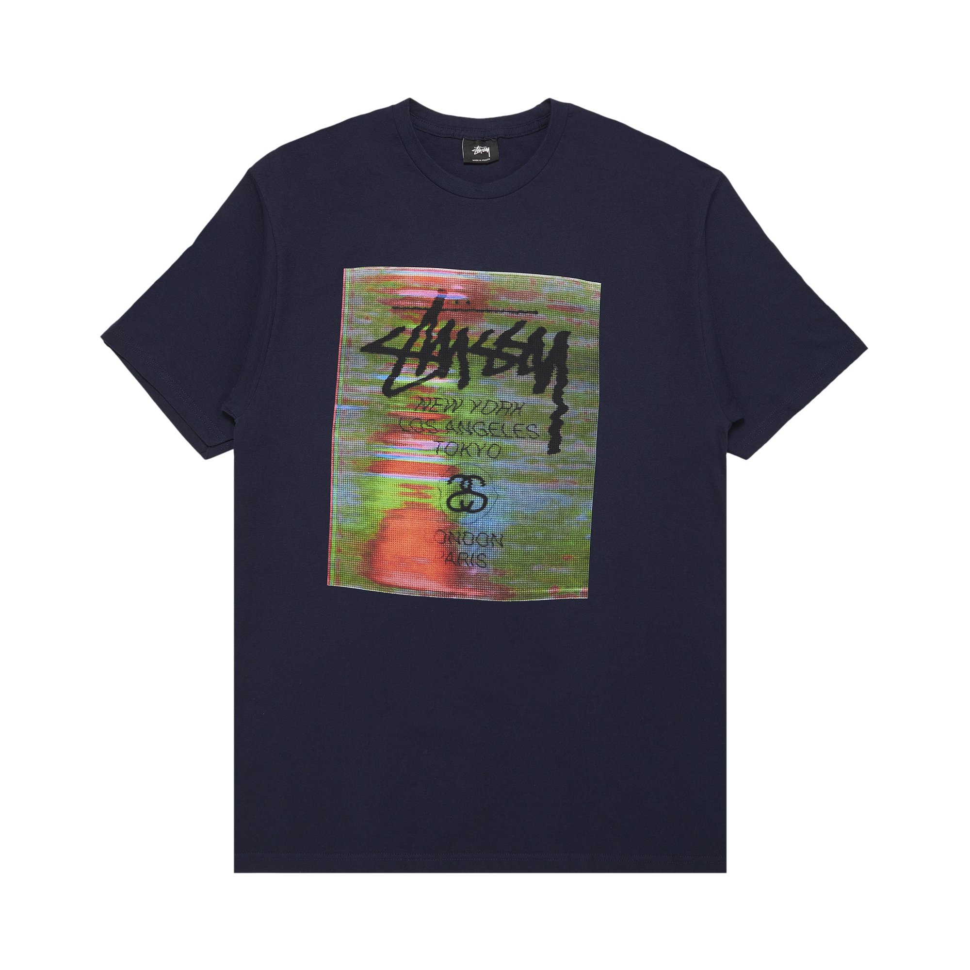 

Футболка Stussy World Tour Glitch темно-синего цвета, Синий