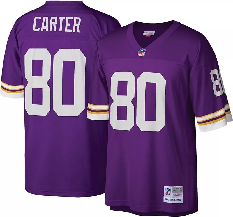 

Мужская футболка Mitchell & Ness Minnesota Vikings Cris Carter # 80 1995 года., Фиолетовый