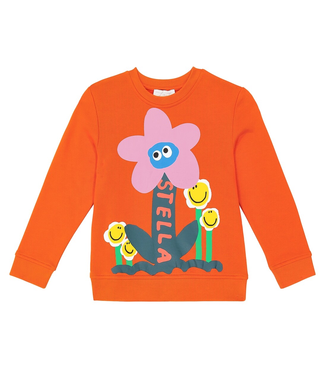 

Толстовка из хлопкового джерси с цветочным принтом Stella Mccartney Kids, апельсин
